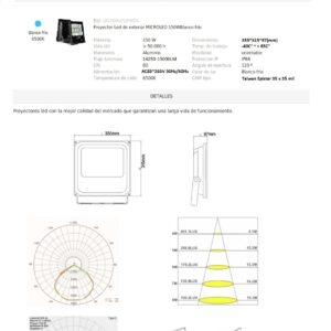 Reflector SLIM , 150 W, Blanco Frío