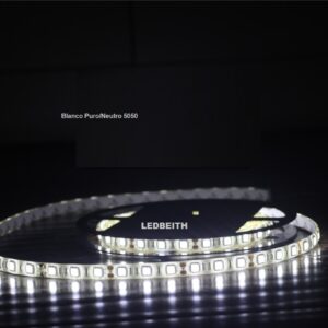 Tira LED SMD5050, DC12V, 5m (60 Led/m) - IP33 - Blanco Puro