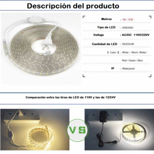 Tira LED a 110V SMD5630,1 metro 120 Led/m, carrete 50 mts Bco. Frío