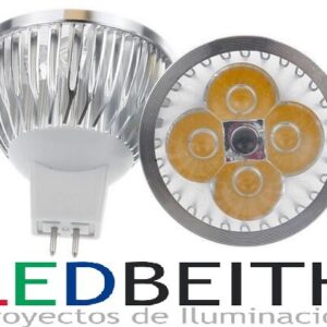 Foco DICROICO, MR16 4W, 12v, Blanco Cálido